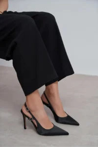 Nisantasi Shoes LADONIA Black Satin Arka Light Hair Clip Detailed Women Heels Shoes - Image 6