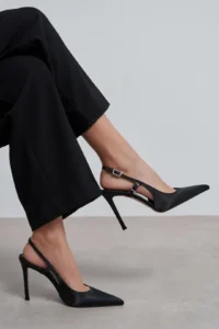 Nisantasi Shoes LADONIA Black Satin Arka Light Hair Clip Detailed Women Heels Shoes - Image 7
