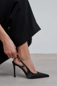 Nisantasi Shoes LADONIA Black Satin Arka Light Hair Clip Detailed Women Heels Shoes - Image 8