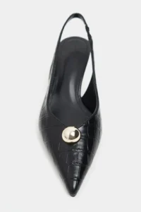 Nisantasi Shoes Alvera Black Kroko Aksesuar Detailed Pointed toe Women Heels Shoes - Image 3