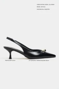 Nisantasi Shoes Alvera Black RUSTIC Aksesuar Detailed Pointed toe Women Heels Shoes - Image 2