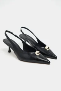 Nisantasi Shoes Alvera Black RUSTIC Aksesuar Detailed Pointed toe Women Heels Shoes - Image 5