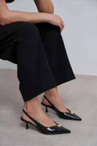 Nisantasi Shoes Alvera Black RUSTIC Aksesuar Detailed Pointed toe Women Heels Shoes - Image 7