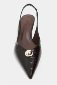 Nisantasi Shoes Alvera Brown Kroko Aksesuar Detailed Pointed toe Women Heels Shoes - Image 3