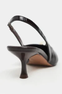 Nisantasi Shoes Alvera Brown Kroko Aksesuar Detailed Pointed toe Women Heels Shoes - Image 4