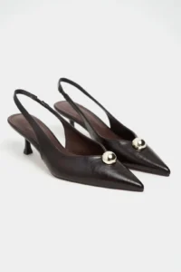 Nisantasi Shoes Alvera Brown RUSTIC Aksesuar Detailed Pointed toe Women Heels Shoes - Image 5