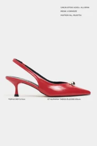 Nisantasi Shoes Alvera Red RUSTIC Aksesuar Detailed Pointed toe Women Heels Shoes - Image 2