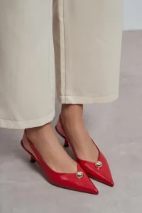 Nisantasi Shoes Alvera Red RUSTIC Aksesuar Detailed Pointed toe Women Heels Shoes - Image 6