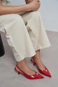 Nisantasi Shoes Alvera Red RUSTIC Aksesuar Detailed Pointed toe Women Heels Shoes - Image 7