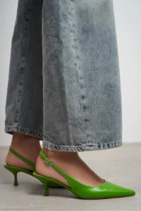 Nisantasi Shoes Megy Green MATTE Arka Light Hair Clip Detailed Pointed toe Women Heels Shoes - Image 2