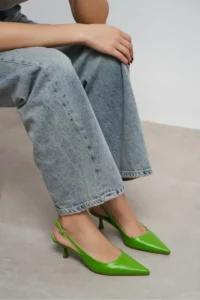 Nisantasi Shoes Megy Green MATTE Arka Light Hair Clip Detailed Pointed toe Women Heels Shoes - Image 7