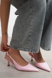 Nisantasi Shoes Megy Pink MATTE Arka Light Hair Clip Detailed Pointed toe Women Heels Shoes - Image 2