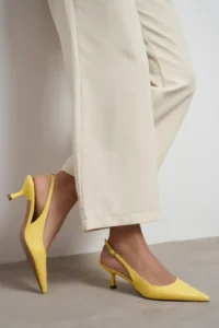 Nisantasi Shoes Megy YELLOW MATTE Arka Light Hair Clip Detailed Pointed toe Women Heels Shoes - Image 2