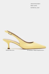 Nisantasi Shoes Megy YELLOW MATTE Arka Light Hair Clip Detailed Pointed toe Women Heels Shoes - Image 3