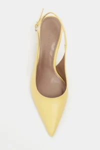 Nisantasi Shoes Megy YELLOW MATTE Arka Light Hair Clip Detailed Pointed toe Women Heels Shoes - Image 4