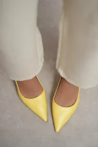Nisantasi Shoes Megy YELLOW MATTE Arka Light Hair Clip Detailed Pointed toe Women Heels Shoes - Image 8