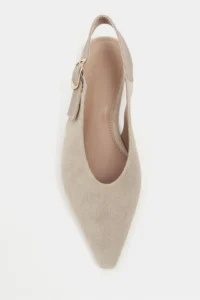 Nisantasi Shoes Tessa Beige Suede Leather Pointed toe Belt Detailed Short Heels Women Flats - Image 3