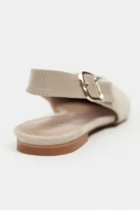 Nisantasi Shoes Tessa Beige Suede Leather Pointed toe Belt Detailed Short Heels Women Flats - Image 4