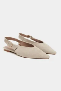 Nisantasi Shoes Tessa Beige Suede Leather Pointed toe Belt Detailed Short Heels Women Flats - Image 5