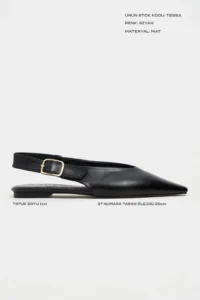 Nisantasi Shoes Tessa Black MATTE Pointed toe Belt Detailed Short Heels Women Flats - Image 2
