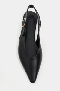 Nisantasi Shoes Tessa Black MATTE Pointed toe Belt Detailed Short Heels Women Flats - Image 3