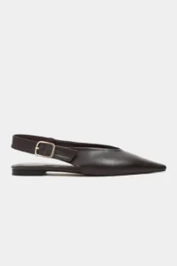 Nisantasi Shoes Tessa COFFEE MATTE Pointed toe Belt Detailed Short Heels Women Flats
