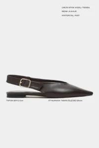 Nisantasi Shoes Tessa COFFEE MATTE Pointed toe Belt Detailed Short Heels Women Flats - Image 2