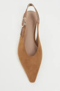 Nisantasi Shoes Tessa Tan Suede Leather Pointed toe Belt Detailed Short Heels Women Flats - Image 3