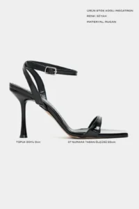 Nisantasi Shoes Megatron Black Patent Bilek Belt Detailed Women  Thin Heels Shoes - Image 2