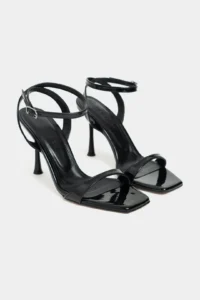 Nisantasi Shoes Megatron Black Patent Bilek Belt Detailed Women  Thin Heels Shoes - Image 5