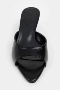 Nisantasi Shoes PROMISE Black raschel RUSTIC Patterned Pointed toe Women Thin Heels Slippers - Image 10