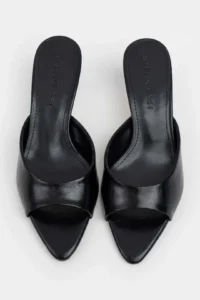 Nisantasi Shoes PROMISE Black raschel RUSTIC Patterned Pointed toe Women Thin Heels Slippers - Image 9