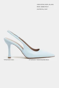 Nisantasi Shoes Elara Bebe Blue MATTE Belt Detailed Pointed toe Women Heels Shoes - Image 2