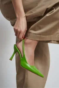 Nisantasi Shoes Elara Green MATTE Belt Detailed Pointed toe Women Heels Shoes - Image 7