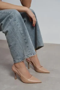 Nisantasi Shoes Elara Nude MATTE Belt Detailed Pointed toe Women Heels Shoes - Image 6