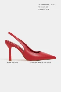 Nisantasi Shoes Elara Red MATTE Belt Detailed Pointed toe Women Heels Shoes - Image 2