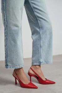 Nisantasi Shoes Elara Red MATTE Belt Detailed Pointed toe Women Heels Shoes - Image 7