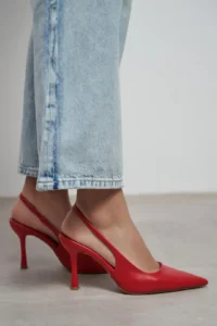 Nisantasi Shoes Elara Red MATTE Belt Detailed Pointed toe Women Heels Shoes - Image 8