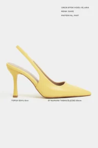 Nisantasi Shoes Elara YELLOW MATTE Belt Detailed Pointed toe Women Heels Shoes - Image 2