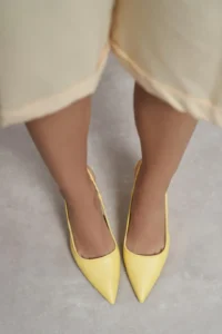Nisantasi Shoes Elara YELLOW MATTE Belt Detailed Pointed toe Women Heels Shoes - Image 6