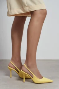 Nisantasi Shoes Elara YELLOW MATTE Belt Detailed Pointed toe Women Heels Shoes - Image 8