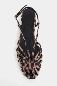 Nisantasi Shoes Leny Leopard Satin Piped 1-2 Cm Thick Heels Women Sandals Flats - Image 6