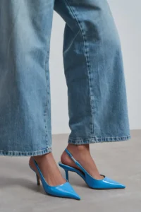 Nisantasi Shoes Parla Blue Patent Belt Detailed Pointed toe Women Heels Shoes - Image 2