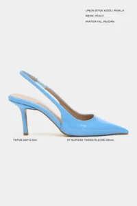 Nisantasi Shoes Parla Blue Patent Belt Detailed Pointed toe Women Heels Shoes - Image 3