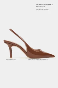 Nisantasi Shoes Parla Brown Patent Belt Detailed Pointed toe Women Heels Shoes - Image 3