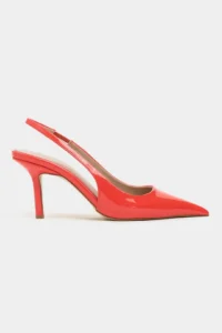 Nisantasi Shoes Parla Orange Patent Belt Detailed Pointed toe Women Heels Shoes