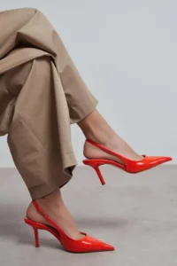 Nisantasi Shoes Parla Orange Patent Belt Detailed Pointed toe Women Heels Shoes - Image 3