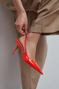 Nisantasi Shoes Parla Orange Patent Belt Detailed Pointed toe Women Heels Shoes - Image 4