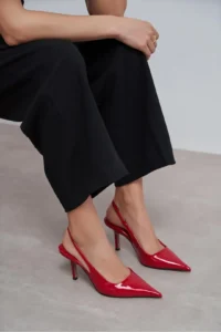 Nisantasi Shoes Parla Red Patent Belt Detailed Pointed toe Women Heels Shoes - Image 6