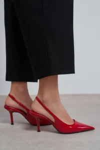 Nisantasi Shoes Parla Red Patent Belt Detailed Pointed toe Women Heels Shoes - Image 7